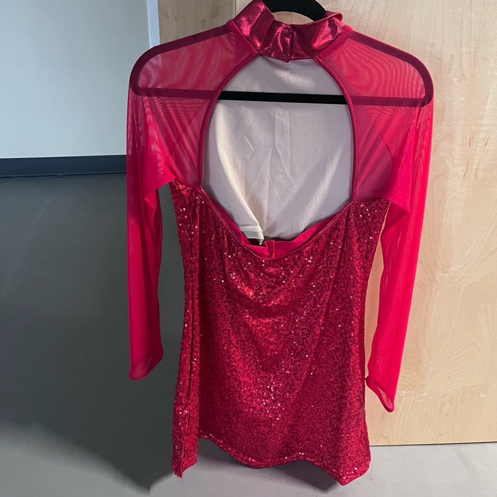 Weissman Dance Sequin Performance Shift Dress D9614 Red Costume - Picture 5 of 5